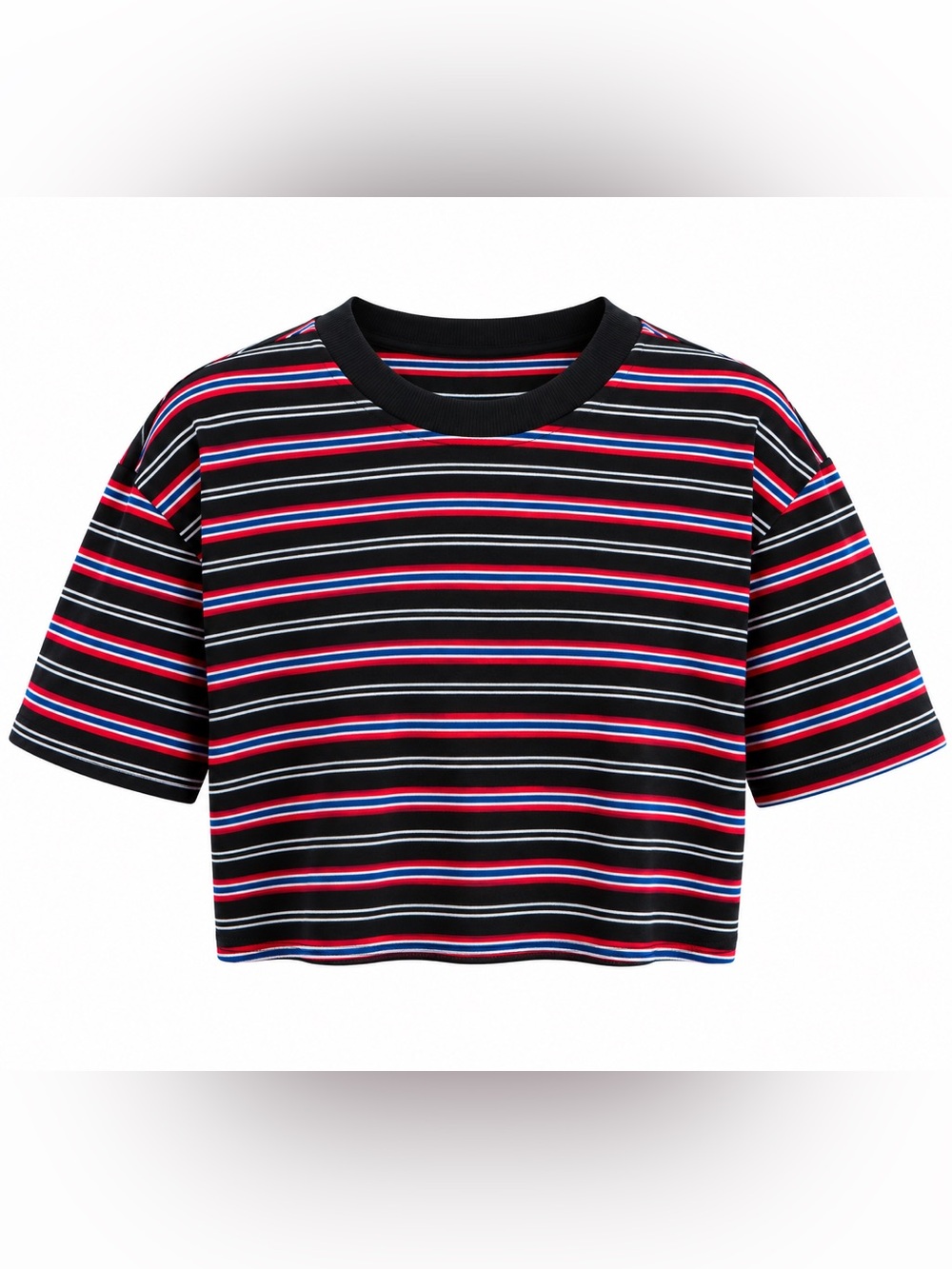 Kendall + Kylie Striped Knit Crop Top T-Shirt Size M